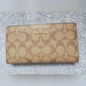 Coach Brown and Tan Signature Wallet